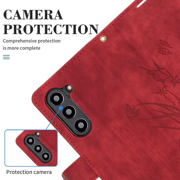 For Samsung Galaxy Z Fold6 Orchid Butterfly Embossed Leather Phone Case