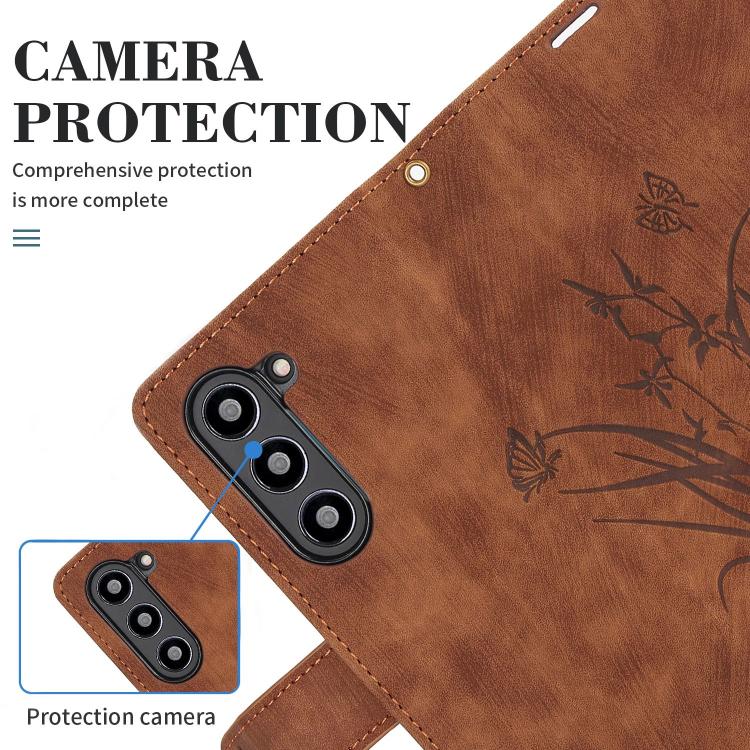 For Samsung Galaxy Z Fold6 Orchid Butterfly Embossed Leather Phone Case