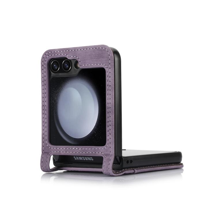 For Samsung Galaxy Z Flip6 / Flip7 FE Orchid Butterfly Embossed Leather Phone Case