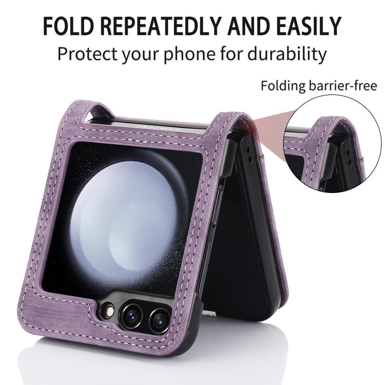 For Samsung Galaxy Z Flip6 / Flip7 FE Orchid Butterfly Embossed Leather Phone Case