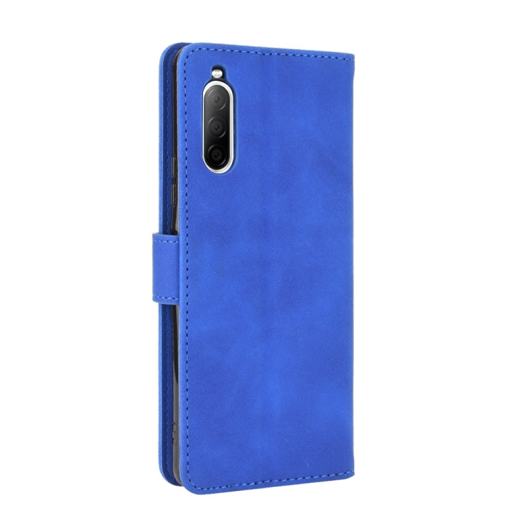 For Sony Xperia 10 II Solid Color Skin Feel Magnetic Buckle Horizontal Flip Calf Texture PU Leather Case with Holder & Card Slots & Wallet