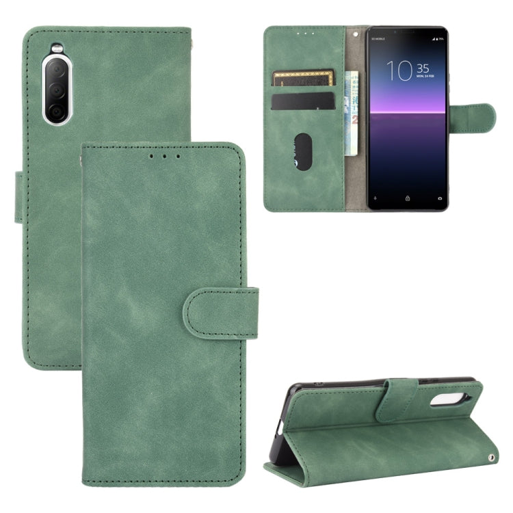 For Sony Xperia 10 II Solid Color Skin Feel Magnetic Buckle Horizontal Flip Calf Texture PU Leather Case with Holder & Card Slots & Wallet