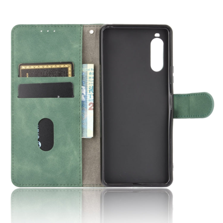 For Sony Xperia 10 II Solid Color Skin Feel Magnetic Buckle Horizontal Flip Calf Texture PU Leather Case with Holder & Card Slots & Wallet