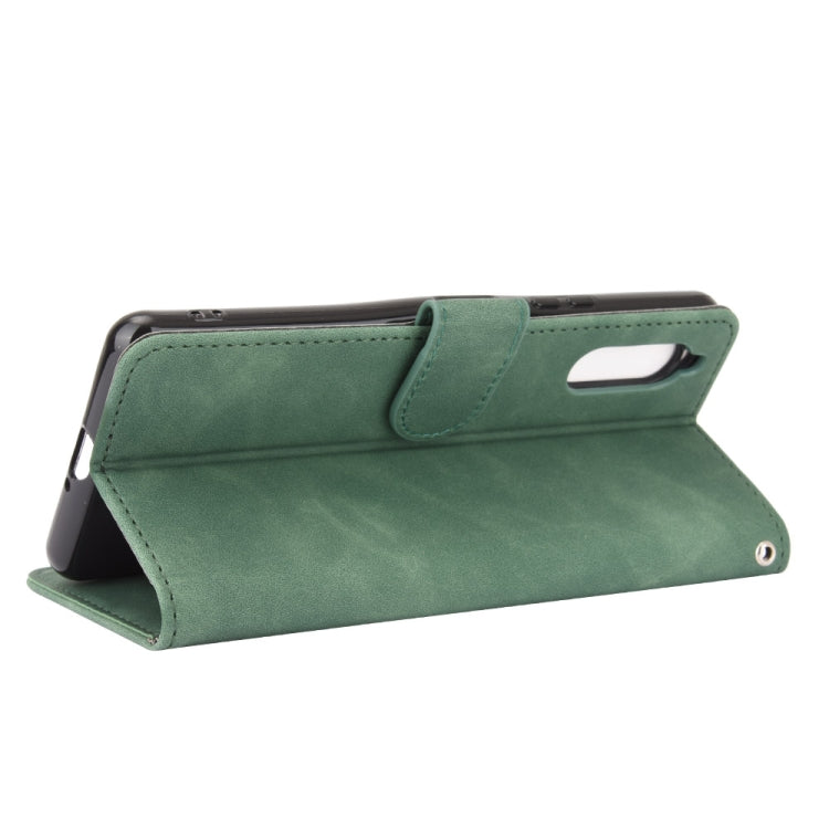 For Sony Xperia 10 II Solid Color Skin Feel Magnetic Buckle Horizontal Flip Calf Texture PU Leather Case with Holder & Card Slots & Wallet