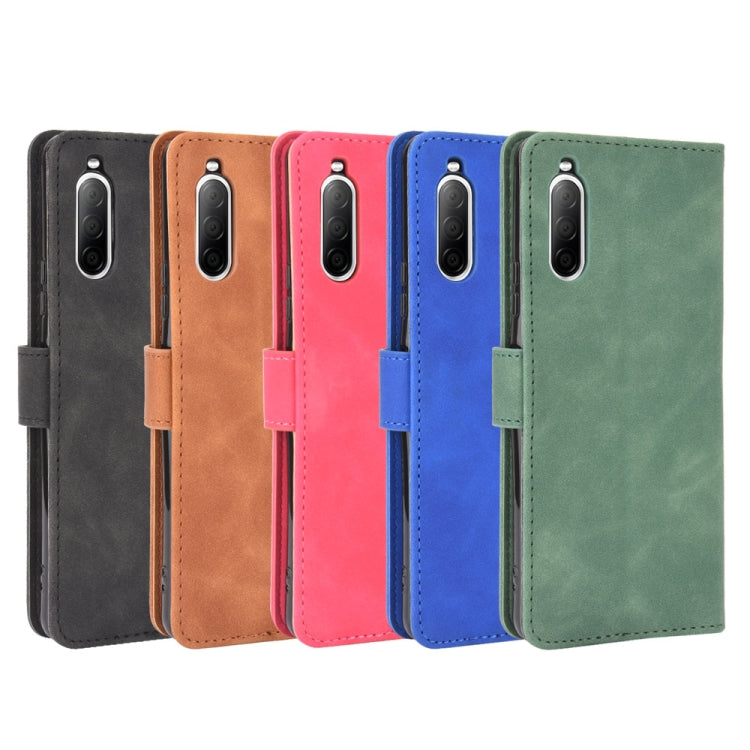 For Sony Xperia 10 II Solid Color Skin Feel Magnetic Buckle Horizontal Flip Calf Texture PU Leather Case with Holder & Card Slots & Wallet