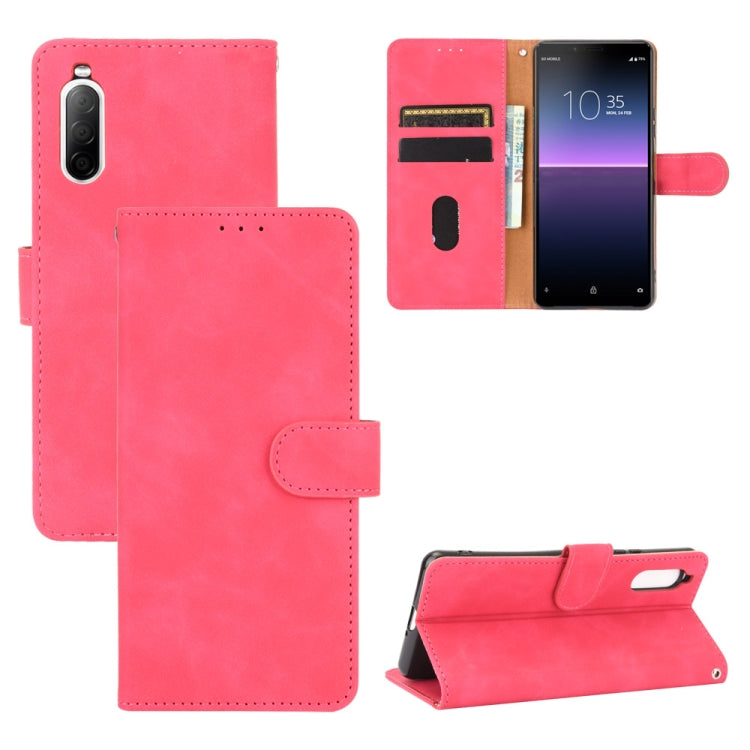For Sony Xperia 10 II Solid Color Skin Feel Magnetic Buckle Horizontal Flip Calf Texture PU Leather Case with Holder & Card Slots & Wallet