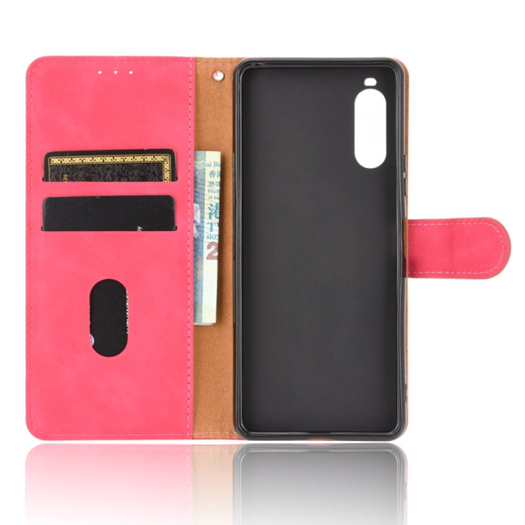 For Sony Xperia 10 II Solid Color Skin Feel Magnetic Buckle Horizontal Flip Calf Texture PU Leather Case with Holder & Card Slots & Wallet