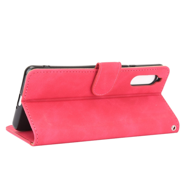 For Sony Xperia 10 II Solid Color Skin Feel Magnetic Buckle Horizontal Flip Calf Texture PU Leather Case with Holder & Card Slots & Wallet