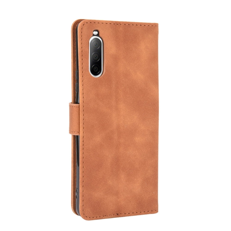 For Sony Xperia 10 II Solid Color Skin Feel Magnetic Buckle Horizontal Flip Calf Texture PU Leather Case with Holder & Card Slots & Wallet