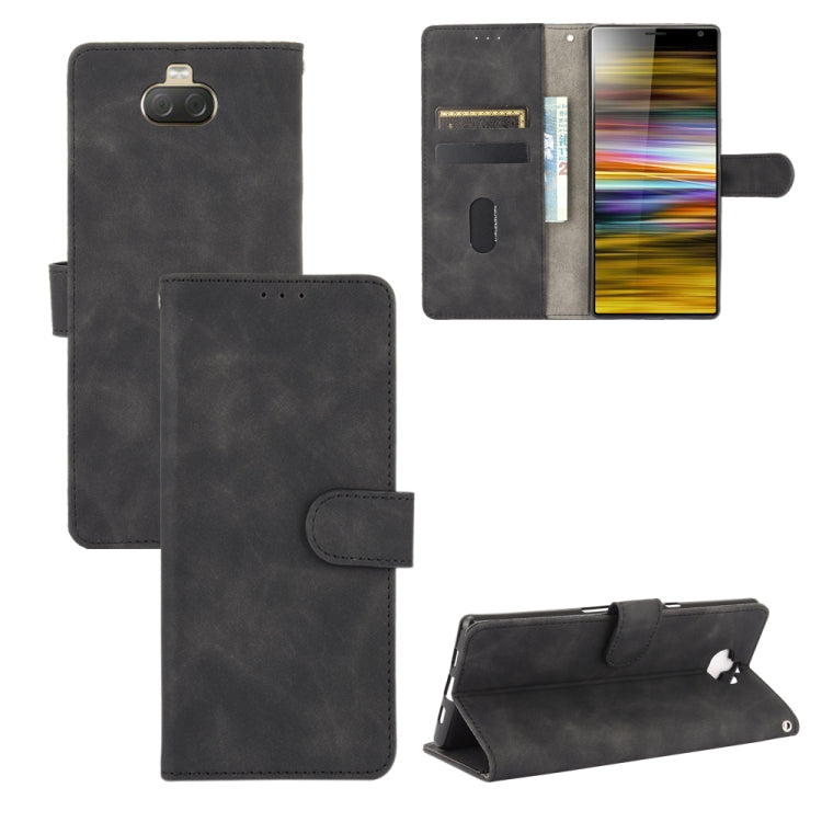 For Sony Xperia 10 Plus Solid Color Skin Feel Magnetic Buckle Horizontal Flip Calf Texture PU Leather Case with Holder & Card Slots & Wallet
