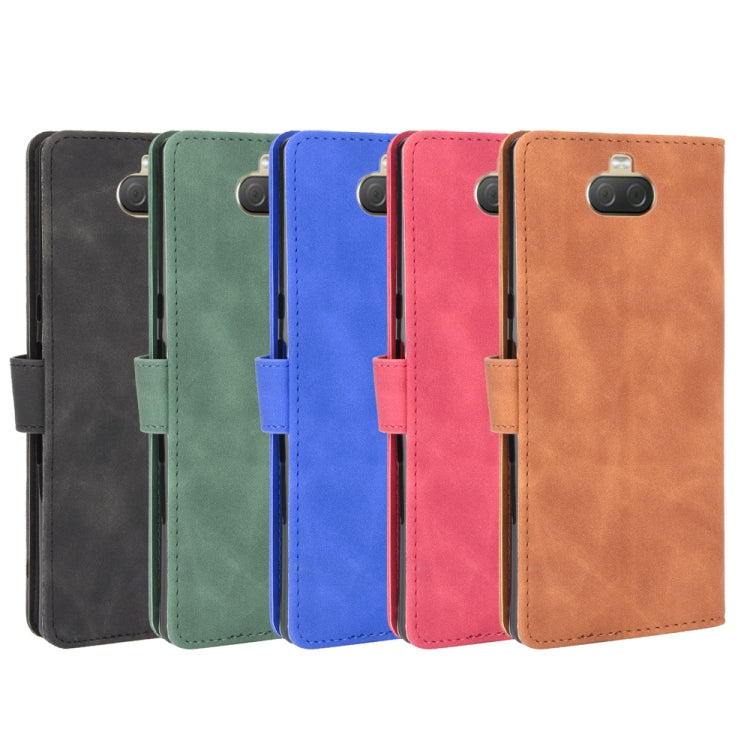 For Sony Xperia 10 Plus Solid Color Skin Feel Magnetic Buckle Horizontal Flip Calf Texture PU Leather Case with Holder & Card Slots & Wallet
