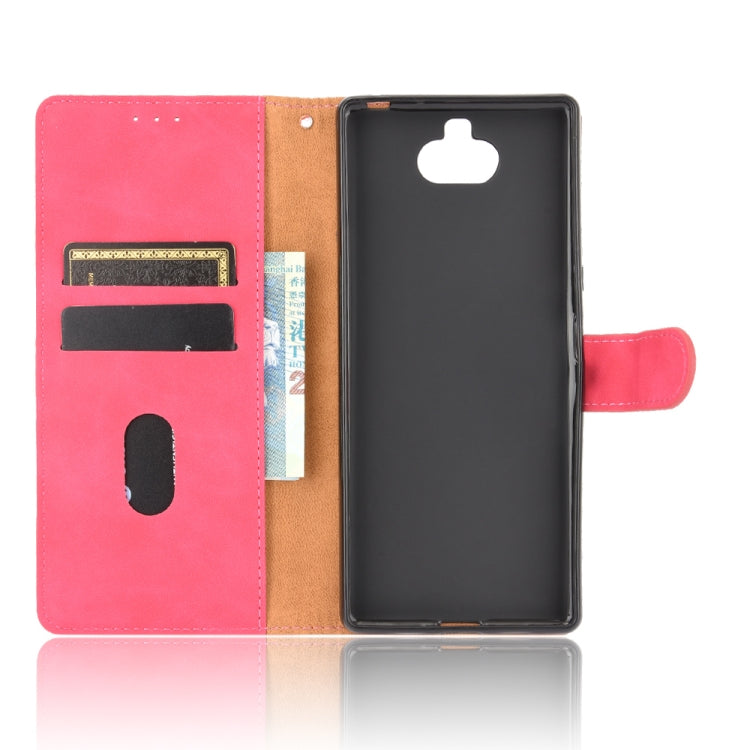 For Sony Xperia 10 Solid Color Skin Feel Magnetic Buckle Horizontal Flip Calf Texture PU Leather Case with Holder & Card Slots & Wallet