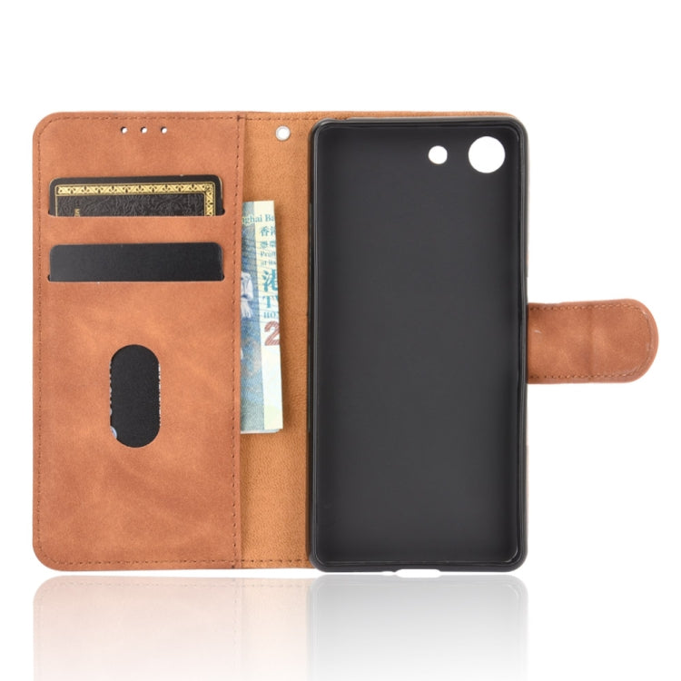 For Sony Xperia Ace Solid Color Skin Feel Magnetic Buckle Horizontal Flip Calf Texture PU Leather Case with Holder & Card Slots & Wallet