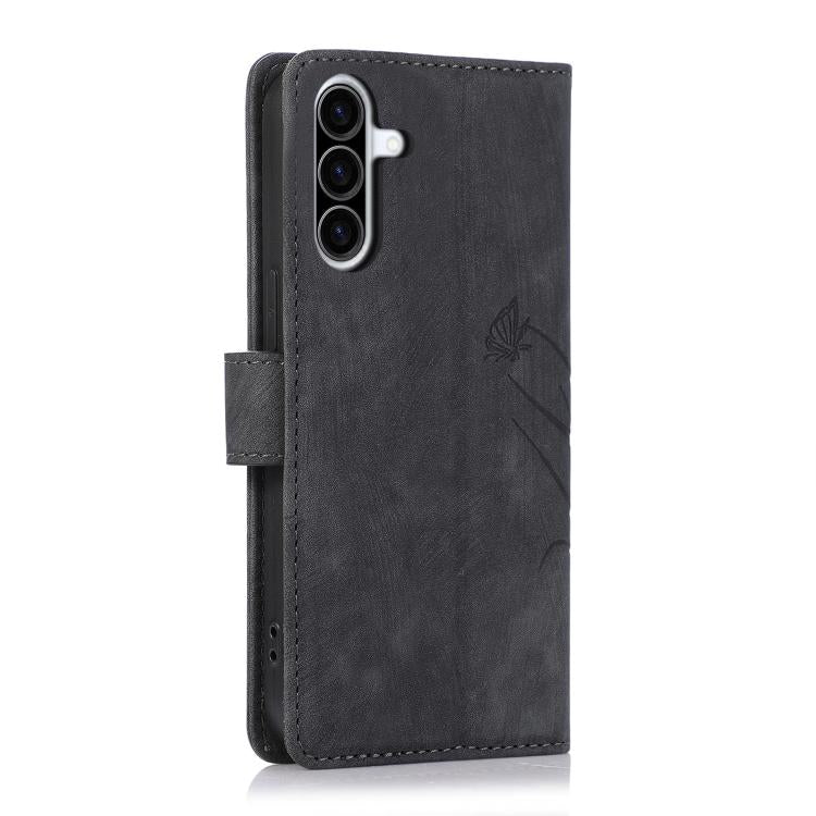 For Samsung Galaxy A36 5G Orchid Butterfly Embossed Leather Phone Case