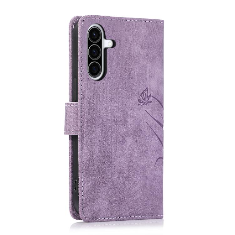 For Samsung Galaxy A36 5G Orchid Butterfly Embossed Leather Phone Case