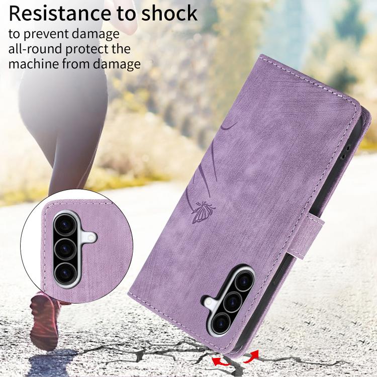 For Samsung Galaxy A36 5G Orchid Butterfly Embossed Leather Phone Case