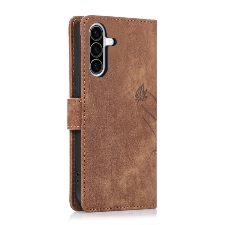 For Samsung Galaxy A36 5G Orchid Butterfly Embossed Leather Phone Case