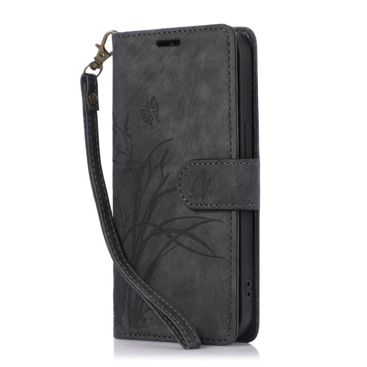 For Samsung Galaxy A06 Orchid Butterfly Embossed Leather Phone Case