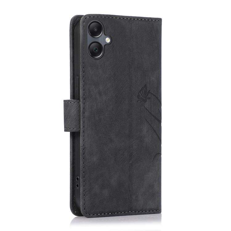 For Samsung Galaxy A06 Orchid Butterfly Embossed Leather Phone Case