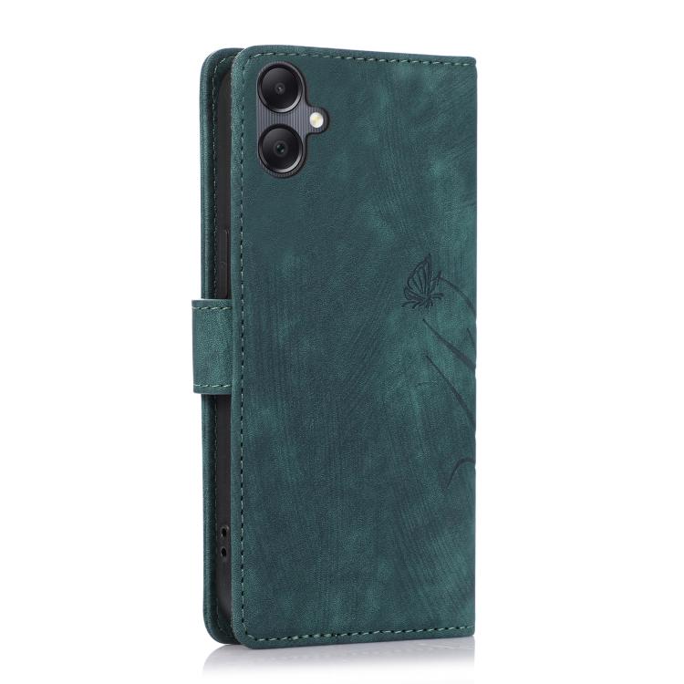 For Samsung Galaxy A06 Orchid Butterfly Embossed Leather Phone Case