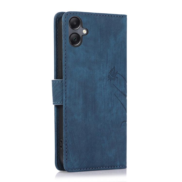 For Samsung Galaxy A06 Orchid Butterfly Embossed Leather Phone Case