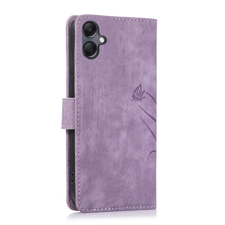 For Samsung Galaxy A06 Orchid Butterfly Embossed Leather Phone Case