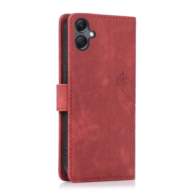 For Samsung Galaxy A06 Orchid Butterfly Embossed Leather Phone Case