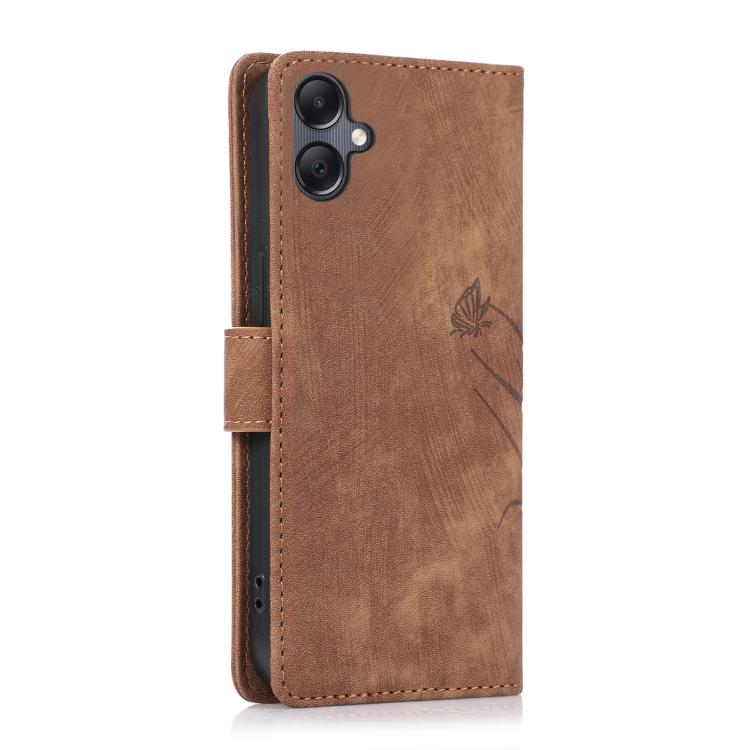 For Samsung Galaxy A06 Orchid Butterfly Embossed Leather Phone Case