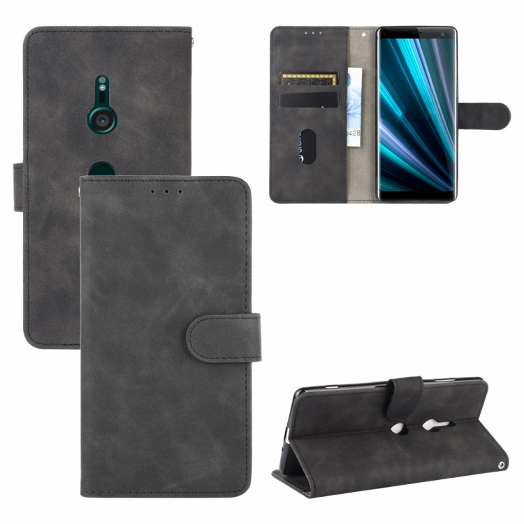 For Sony Xperia XZ3 Solid Color Skin Feel Magnetic Buckle Horizontal Flip Calf Texture PU Leather Case with Holder & Card Slots & Wallet
