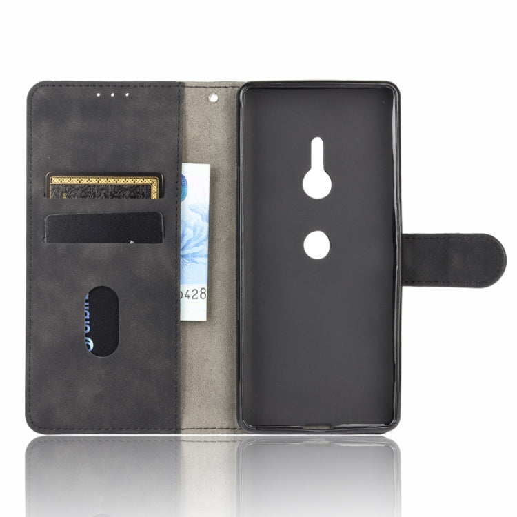 For Sony Xperia XZ3 Solid Color Skin Feel Magnetic Buckle Horizontal Flip Calf Texture PU Leather Case with Holder & Card Slots & Wallet