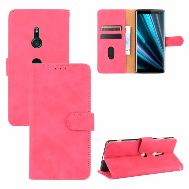 For Sony Xperia XZ3 Solid Color Skin Feel Magnetic Buckle Horizontal Flip Calf Texture PU Leather Case with Holder & Card Slots & Wallet