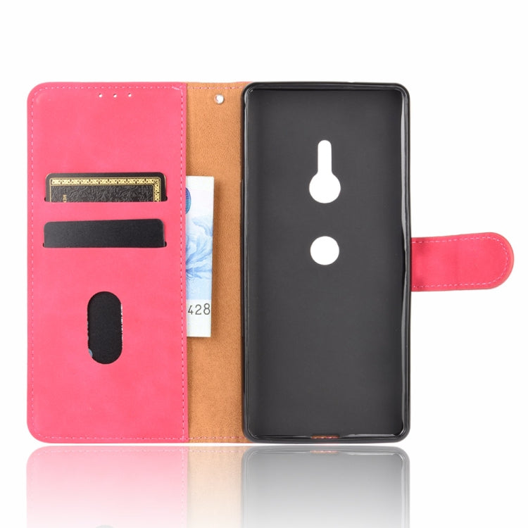 For Sony Xperia XZ3 Solid Color Skin Feel Magnetic Buckle Horizontal Flip Calf Texture PU Leather Case with Holder & Card Slots & Wallet