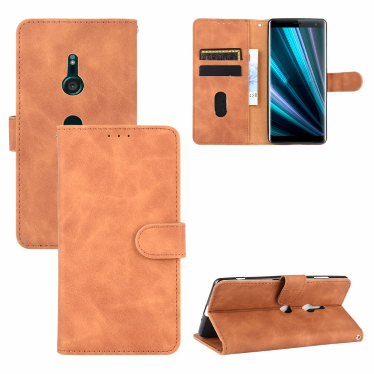 For Sony Xperia XZ3 Solid Color Skin Feel Magnetic Buckle Horizontal Flip Calf Texture PU Leather Case with Holder & Card Slots & Wallet