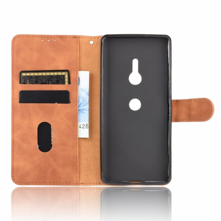 For Sony Xperia XZ3 Solid Color Skin Feel Magnetic Buckle Horizontal Flip Calf Texture PU Leather Case with Holder & Card Slots & Wallet