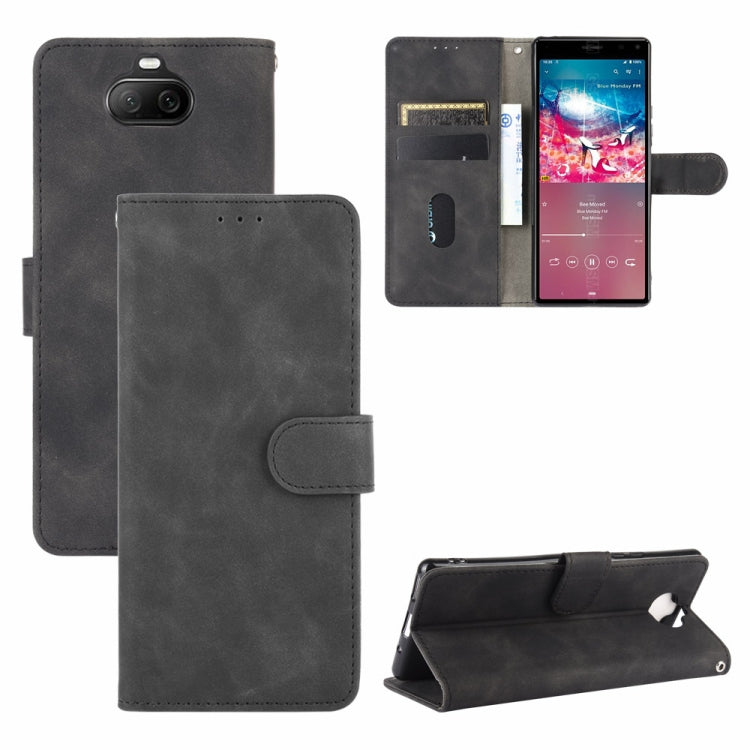 For Sony Xperia 8 Lite Solid Color Skin Feel Magnetic Buckle Horizontal Flip Calf Texture PU Leather Case with Holder & Card Slots & Wallet