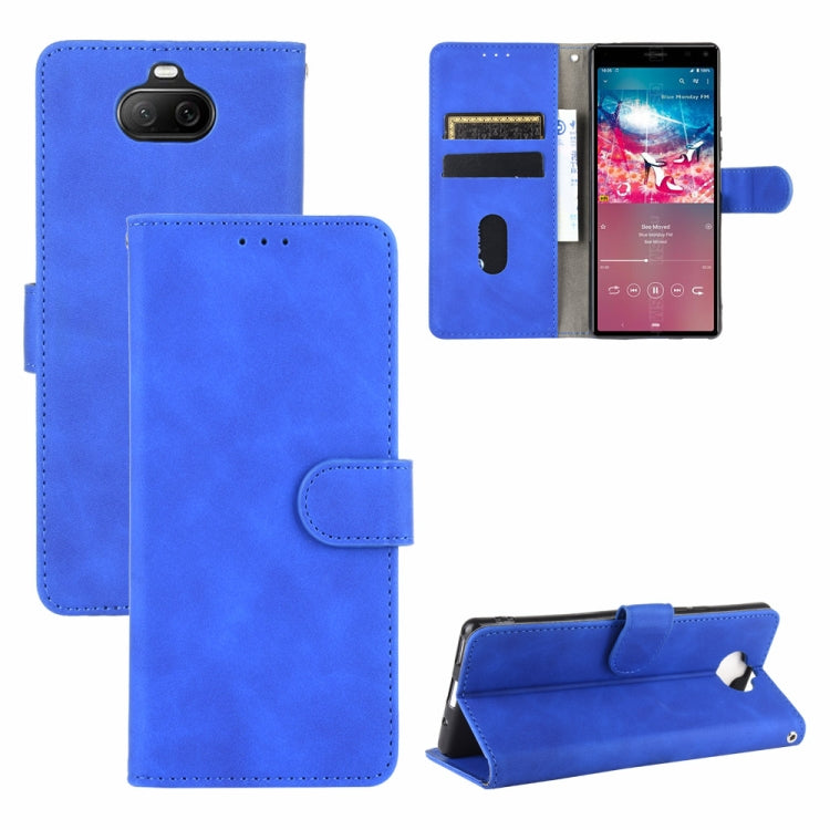 For Sony Xperia 8 Lite Solid Color Skin Feel Magnetic Buckle Horizontal Flip Calf Texture PU Leather Case with Holder & Card Slots & Wallet