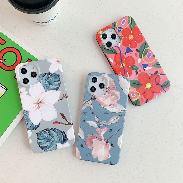 For iPhone 12 mini Flower Pattern Soft TPU Protective Case(Red Flower)