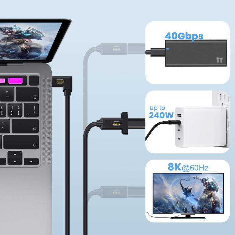 USB4 Type-C Female to Type-C Female Ear Screw Fixed Panel Extension Cable, Length:0.6m