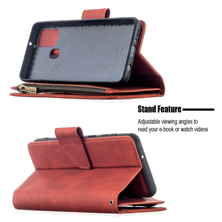 For Samsung Galaxy A21s Skin Feel Detachable Magnetic Zipper Horizontal Flip PU Leather Case with Multi-Card Slots & Holder & Wallet & Photo Frame & Lanyard
