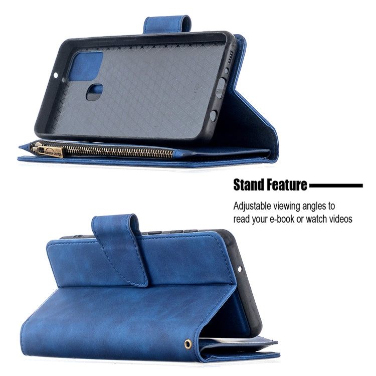 For Samsung Galaxy A21s Skin Feel Detachable Magnetic Zipper Horizontal Flip PU Leather Case with Multi-Card Slots & Holder & Wallet & Photo Frame & Lanyard