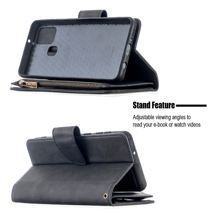 For Samsung Galaxy A21s Skin Feel Detachable Magnetic Zipper Horizontal Flip PU Leather Case with Multi-Card Slots & Holder & Wallet & Photo Frame & Lanyard