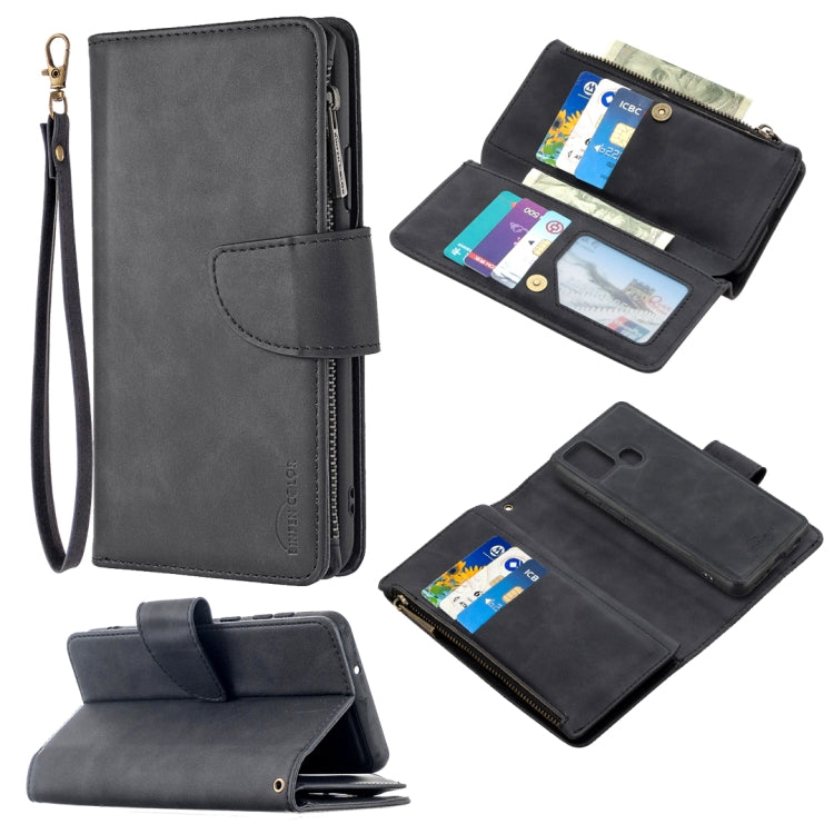 For Samsung Galaxy A21s Skin Feel Detachable Magnetic Zipper Horizontal Flip PU Leather Case with Multi-Card Slots & Holder & Wallet & Photo Frame & Lanyard