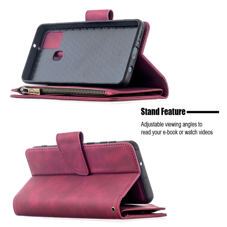For Samsung Galaxy A21s Skin Feel Detachable Magnetic Zipper Horizontal Flip PU Leather Case with Multi-Card Slots & Holder & Wallet & Photo Frame & Lanyard