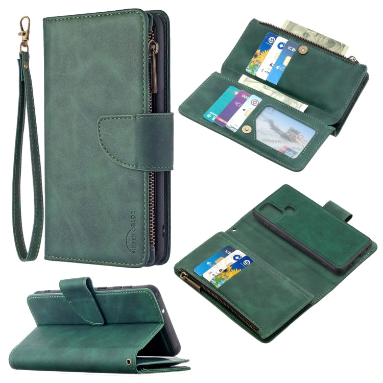 For Samsung Galaxy A21s Skin Feel Detachable Magnetic Zipper Horizontal Flip PU Leather Case with Multi-Card Slots & Holder & Wallet & Photo Frame & Lanyard