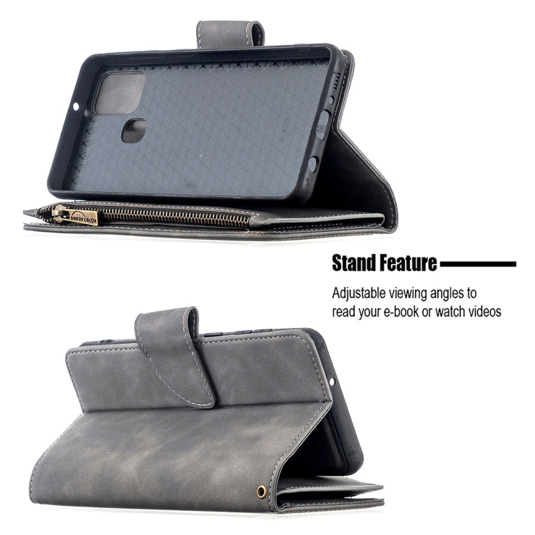 For Samsung Galaxy A21s Skin Feel Detachable Magnetic Zipper Horizontal Flip PU Leather Case with Multi-Card Slots & Holder & Wallet & Photo Frame & Lanyard