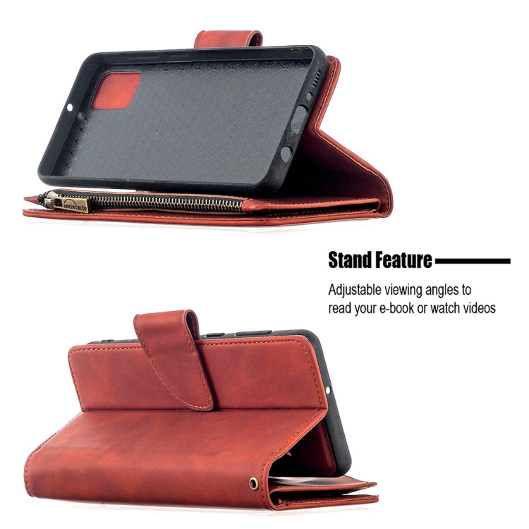 For Samsung Galaxy A31 Skin Feel Detachable Magnetic Zipper Horizontal Flip PU Leather Case with Multi-Card Slots & Holder & Wallet & Photo Frame & Lanyard