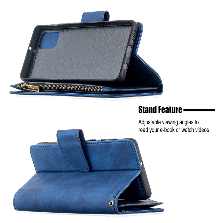 For Samsung Galaxy A31 Skin Feel Detachable Magnetic Zipper Horizontal Flip PU Leather Case with Multi-Card Slots & Holder & Wallet & Photo Frame & Lanyard