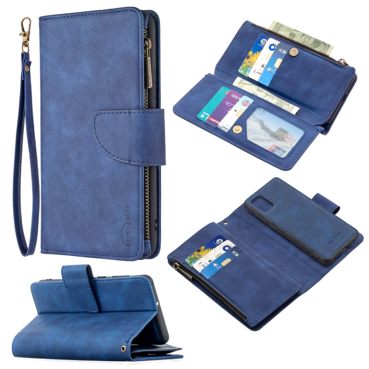 For Samsung Galaxy A31 Skin Feel Detachable Magnetic Zipper Horizontal Flip PU Leather Case with Multi-Card Slots & Holder & Wallet & Photo Frame & Lanyard
