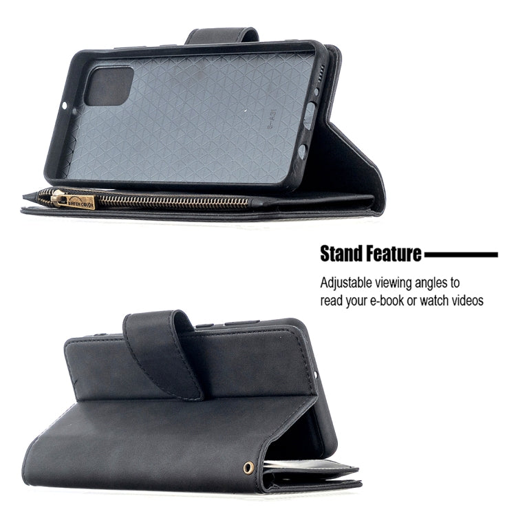For Samsung Galaxy A31 Skin Feel Detachable Magnetic Zipper Horizontal Flip PU Leather Case with Multi-Card Slots & Holder & Wallet & Photo Frame & Lanyard
