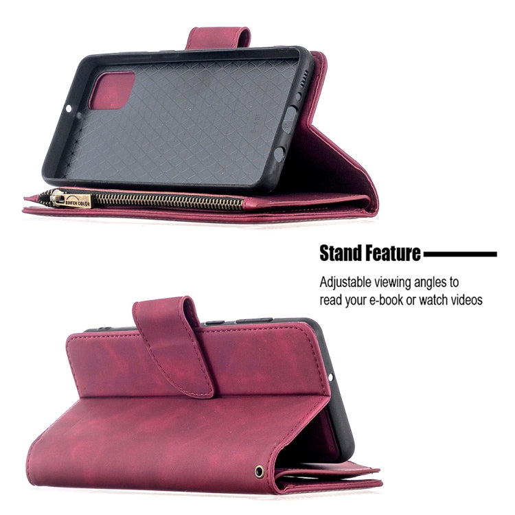 For Samsung Galaxy A31 Skin Feel Detachable Magnetic Zipper Horizontal Flip PU Leather Case with Multi-Card Slots & Holder & Wallet & Photo Frame & Lanyard